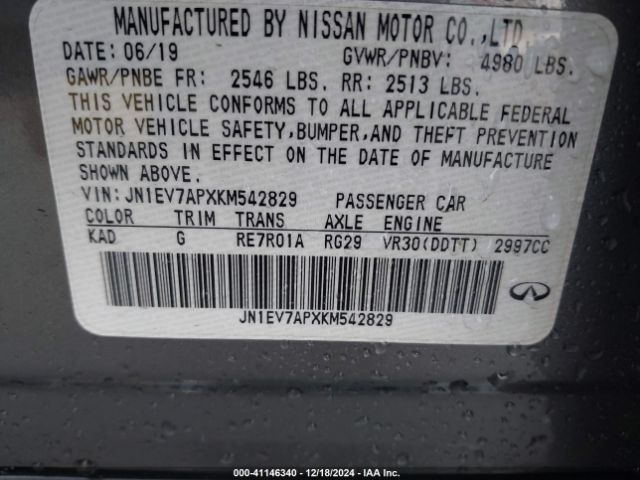 JN1EV7APXKM542829 Infiniti Q50 3.0t Luxe