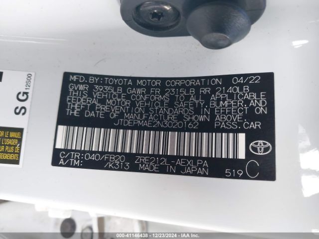 JTDEPMAE2N3020162 Toyota COROLLA LE