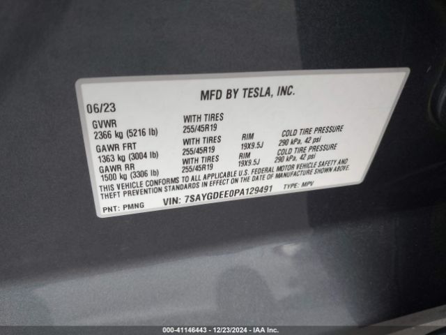 7SAYGDEE0PA129491 Tesla Model Y Awd/long Range Dual Motor All-wheel Drive