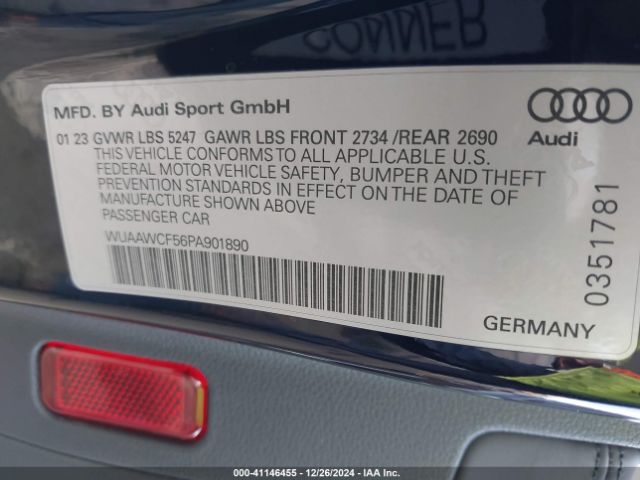 WUAAWCF56PA901890 Audi Rs 5 Sportback Tfsi Quattro Tiptronic