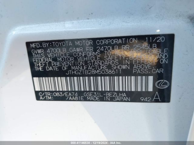 JTHGZ1B28M5038611 Lexus Is 350 F Sport
