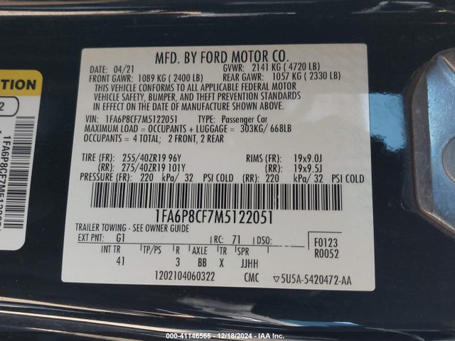 Ford Mustang Gt Premium Fastback 2021 1FA6P8CF7M5122051 Image 9