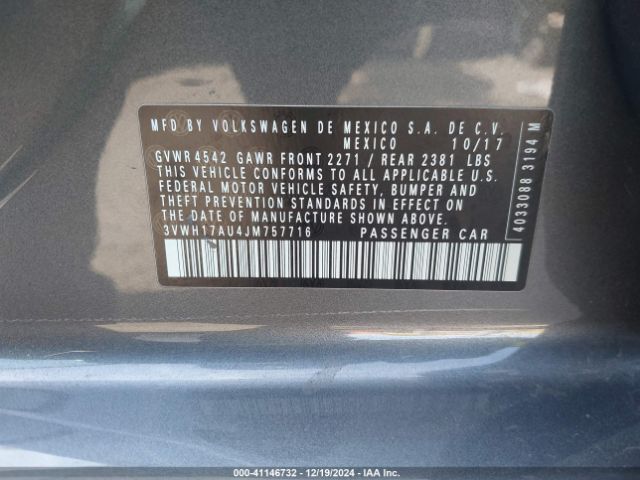 3VWH17AU4JM757716 Volkswagen Golf Alltrack Tsi S/tsi Se/tsi Sel