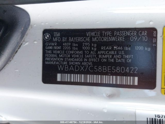 2011 BMW 335I WBADX7C58BE580422 Photo 8