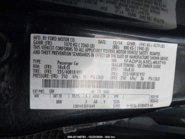 1FADP3L93EL463710 Ford FOCUS ST