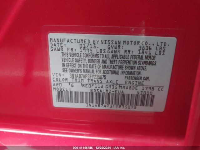 3N1AB7AP3FY235075 Nissan SENTRA SR