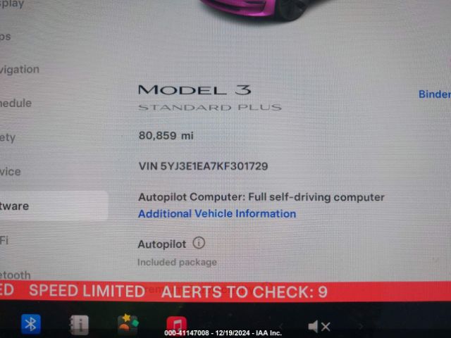5YJ3E1EA7KF301729 Tesla Model 3 Long Range/mid Range/standard Range/standard Range Plus