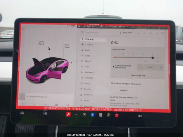 5YJ3E1EA7KF301729 Tesla Model 3 Long Range/mid Range/standard Range/standard Range Plus