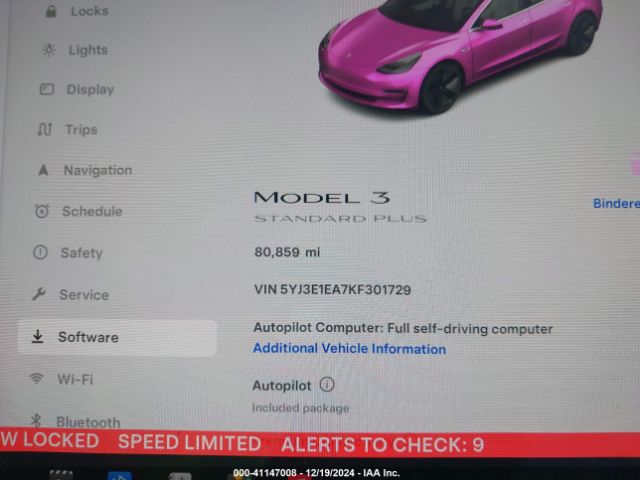 5YJ3E1EA7KF301729 Tesla Model 3 Long Range/mid Range/standard Range/standard Range Plus