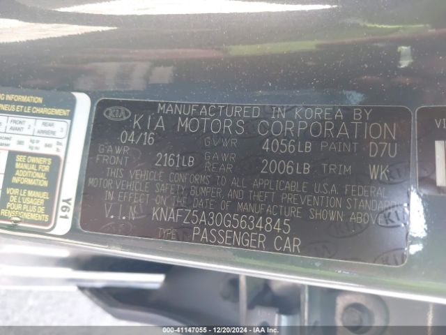 KNAFZ5A30G5634845 KIA FORTE SX