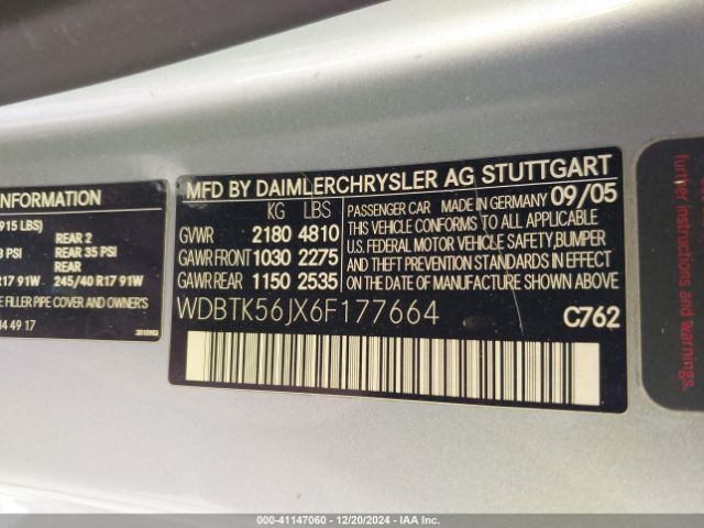 2006 MERCEDES-BENZ CLK 350 WDBTK56JX6F177664 Photo 8