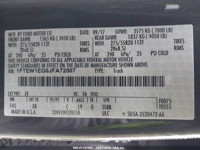 1FTEW1EG0JFA72007 Ford 3.5l gtdi