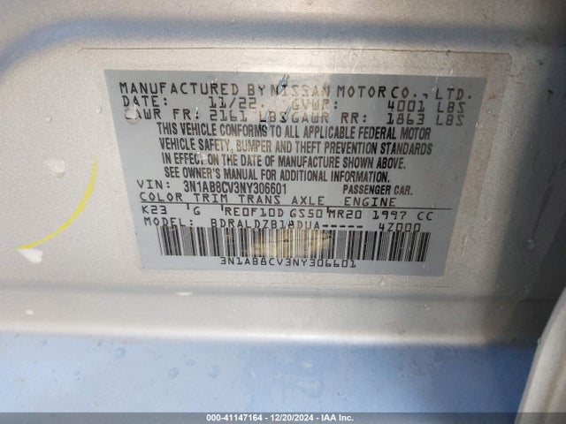 3N1AB8CV3NY306601 Nissan Sentra Sv Xtronic Cvt