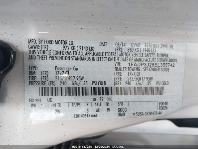 1FADP3J25EL355742 Ford Focus Titanium
