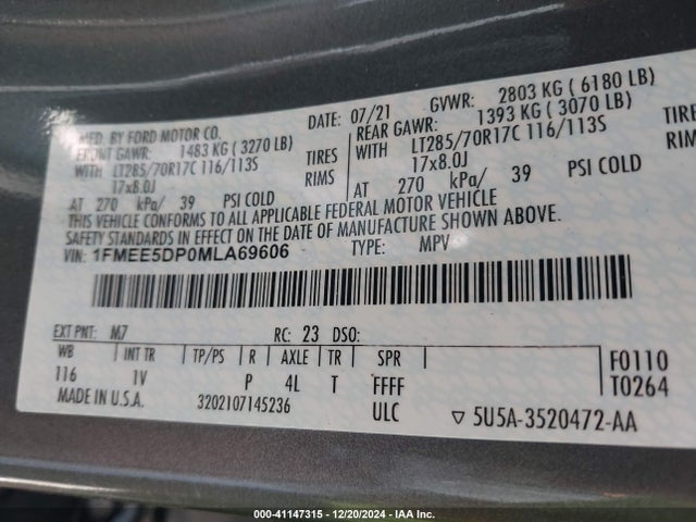 Ford Bronco Badlands 2021 1FMEE5DP0MLA69606 Image 9