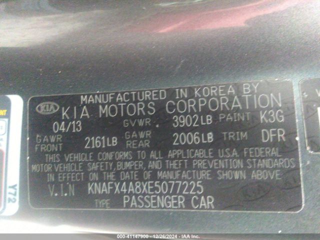 KNAFX4A8XE5077225 KIA FORTE EX
