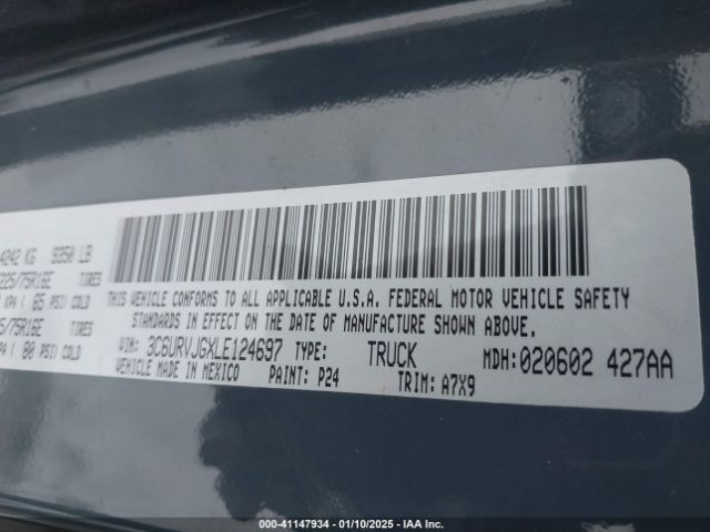 3C6URVJGXLE124697 RAM Promaster 3500 Cargo Van High Roof 159 Wb Ext