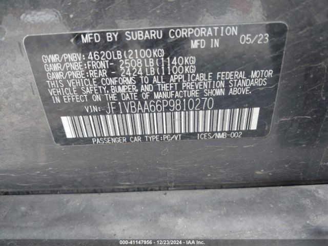 JF1VBAA66P9810270 Subaru WRX