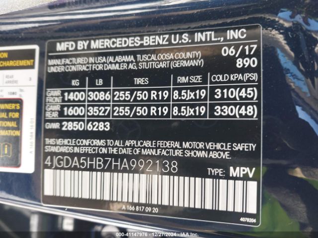 4JGDA5HB7HA992138 Mercedes-Benz Gle 350 4matic