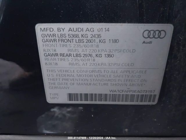 WA1CFAFP9EA073157 Audi Q5 2.0t Premium