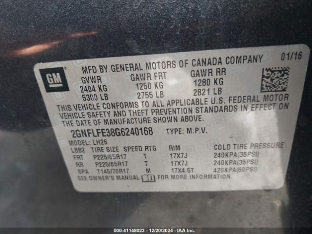 2GNFLFE38G6240168 Chevrolet EQUINOX LT