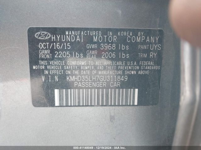 KMHD35LH7GU311849 Hyundai ELANTRA GT