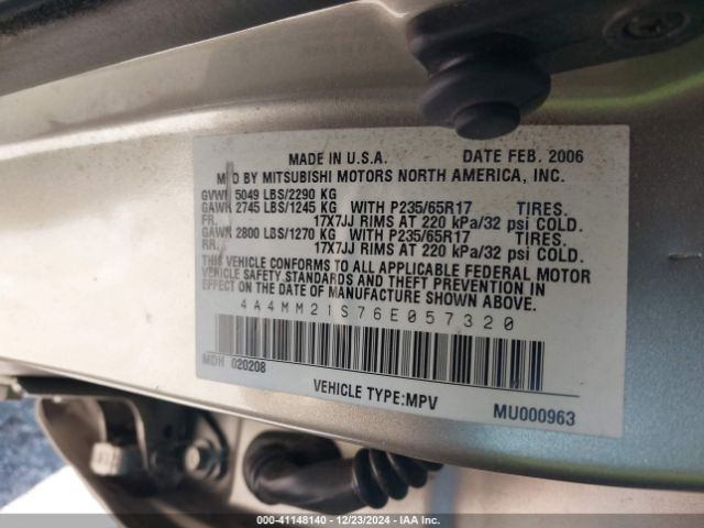 2006 MITSUBISHI ENDEAVOR 4A4MM21S76E057320 Photo 8