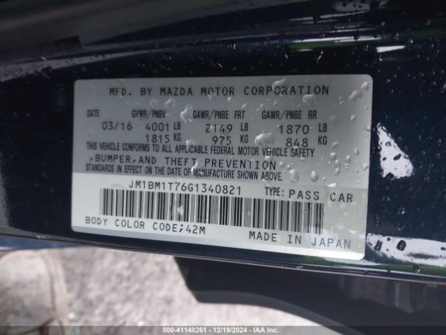 JM1BM1T76G1340821 Mazda Mazda3 I Sport