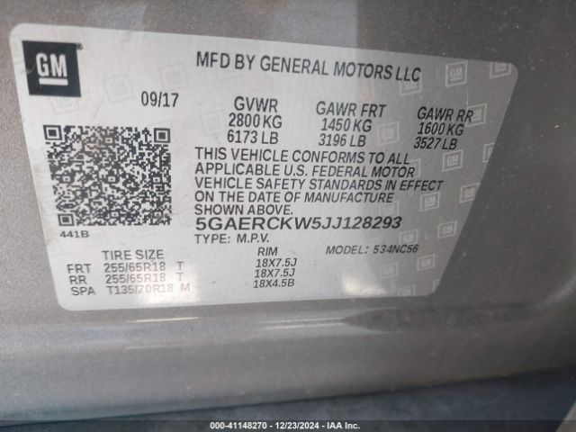 5GAERCKW5JJ128293 Buick Enclave Premium