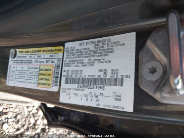 3FA6P0HD0JR195943 Ford FUSION SE