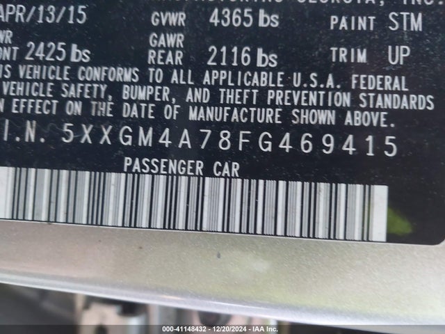 KIA Optima Lx 2015 5XXGM4A78FG469415 Image 9