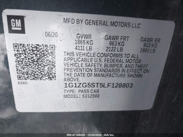 1G1ZG5ST5LF128803 Chevrolet Malibu Fwd Rs