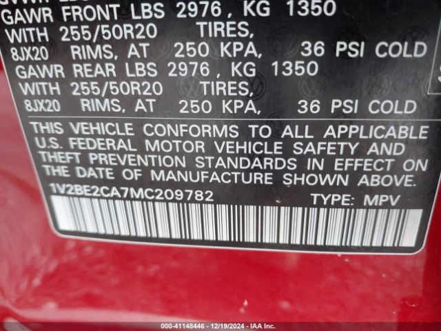 1V2BE2CA7MC209782 Volkswagen Atlas Cross Sport 3.6l V6 Sel