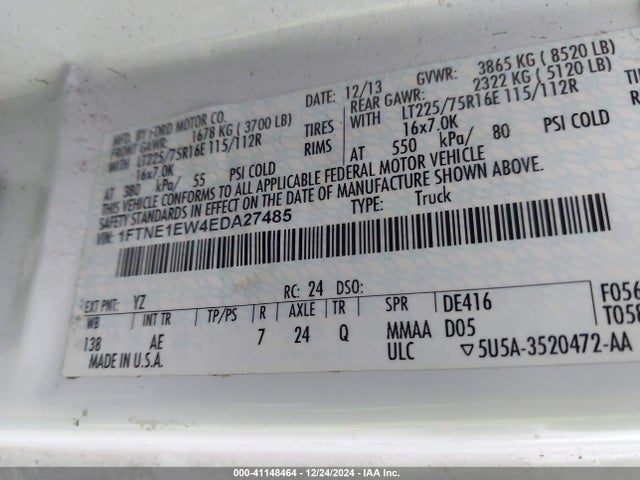 Ford E-150 Commercial 2014 1FTNE1EW4EDA27485 Image 9