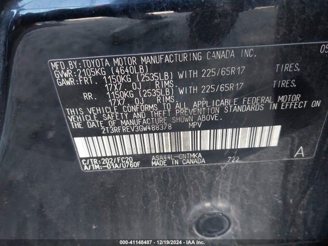 Toyota Rav4 Xle 2016 2T3RFREV3GW488378 Image 9