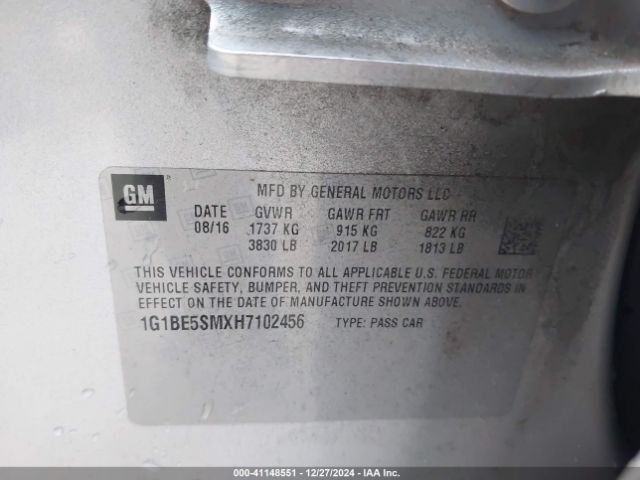 1G1BE5SMXH7102456 Chevrolet Cruze Lt Auto