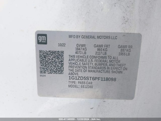 1G1ZD5ST6PF118098 Chevrolet Malibu Fwd 1lt