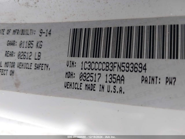 Chrysler 200 C 2015 1C3CCCCB3FN593694 Image 9