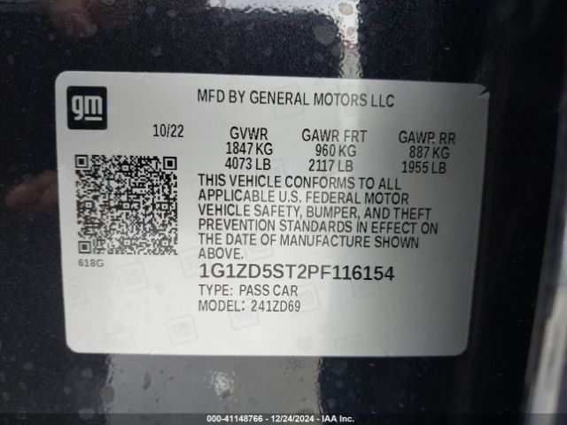 1G1ZD5ST2PF116154 Chevrolet Malibu Fwd 1lt