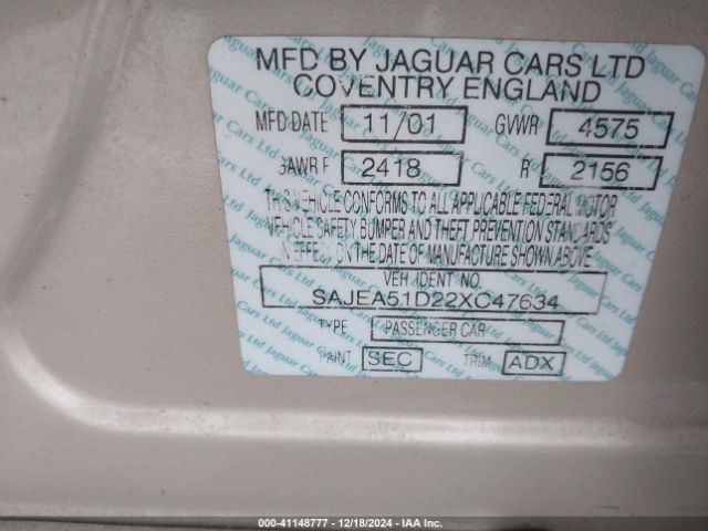 2002 JAGUAR X-TYPE SAJEA51D22XC47634 Photo 8