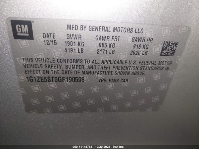 1G1ZE5ST5GF190598 Chevrolet MALIBU 1LT