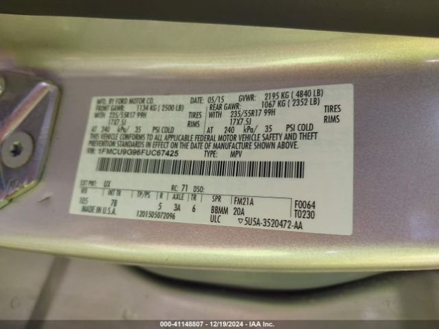 1FMCU9G96FUC67425 Ford ESCAPE SE