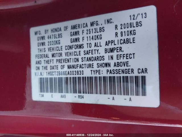 1HGCT2B86EA003930 Honda Accord Ex-l V-6