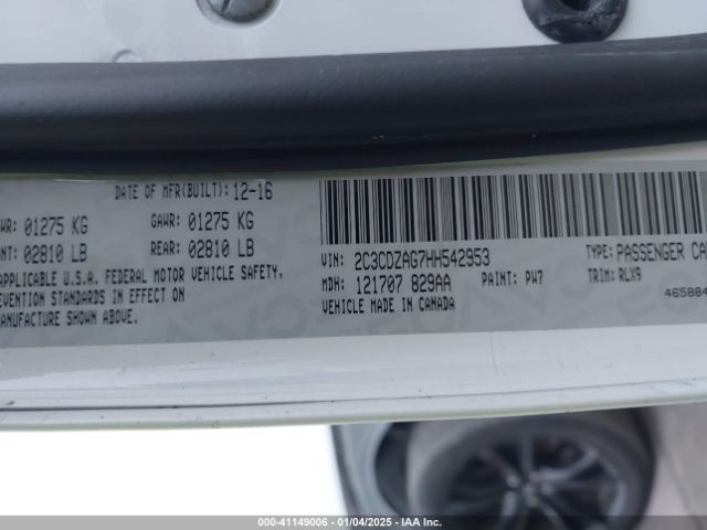 2C3CDZAG7HH542953 Dodge Challenger Sxt Plus