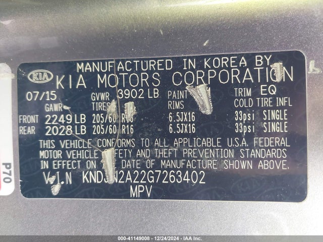 KIA Soul 2016 KNDJN2A22G7263402 Image 9