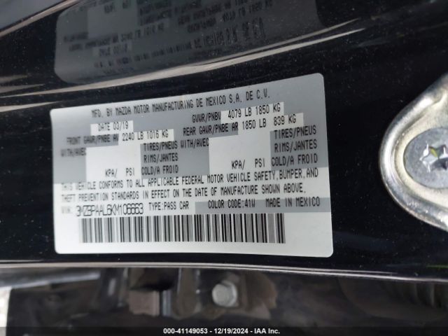 3MZBPAAL6KM106663 Mazda Mazda3 Select Package