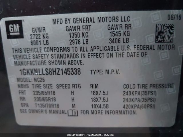 1GKKNLLS8HZ145338 GMC Acadia Sle-2