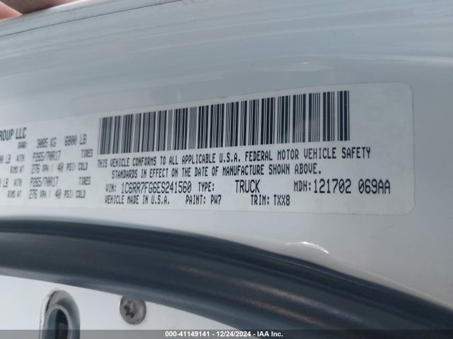 RAM 1500 Tradesman 2014 1C6RR7FG6ES241560 Image 9