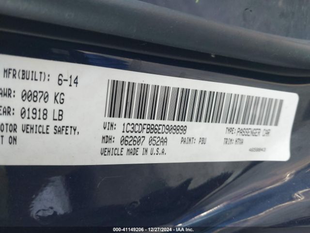 1C3CDFBB6ED909898 Dodge DART SXT