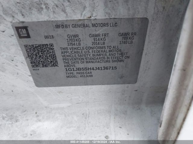 1G1JB5SH4J4136715 Chevrolet Sonic Ls Auto